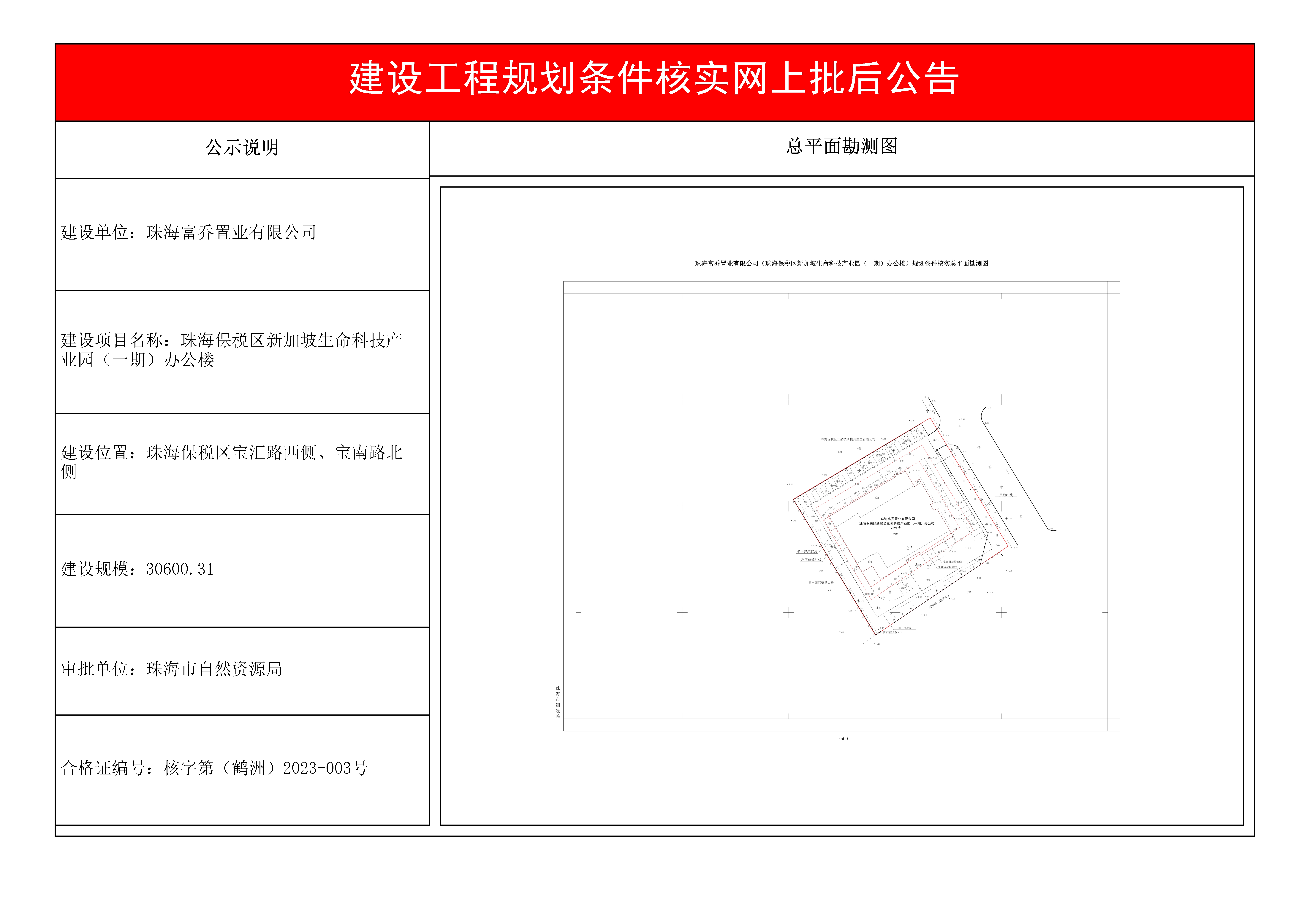 建设工程规划条件核实批后公告（珠海富乔置业有限公司珠海保税区新加坡生命科技产业园（一期）办公楼.jpg